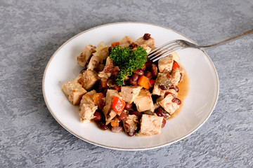 Roasted meat and vegetables