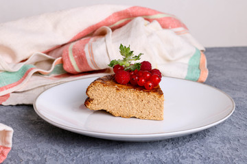 Cottage cheese bake cake casserole with berries