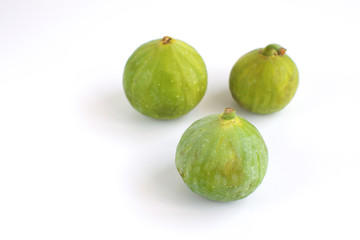 Fresh green figs Isolated White background Copy space Autumn Fall Local market concept