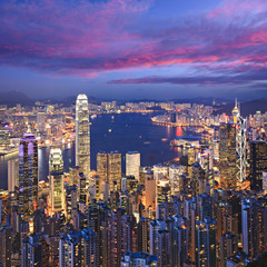 Fototapeta premium Hong Kong Skyline Twilight Square