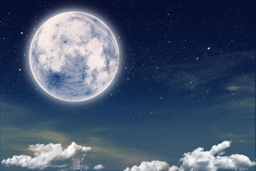Obraz na płótnie Canvas skycape with starry night and a full moon