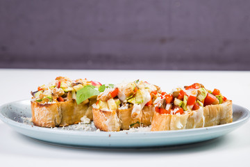 vegetable bruschetta in studio