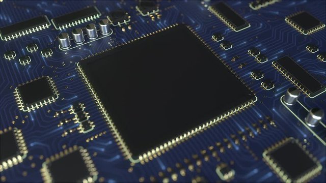 Chipset and contacts. Loopable conceptual animation