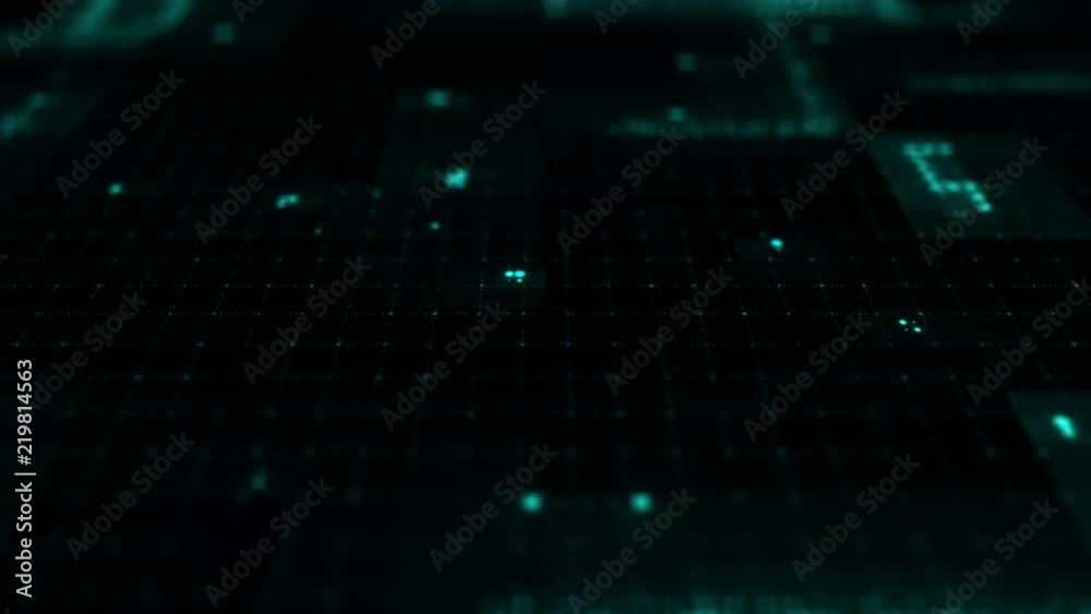 Poster 3d render abstract background with glow dots. straight lines made of dots with random radius. digita
