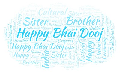 Happy Bhai Dooj word cloud.