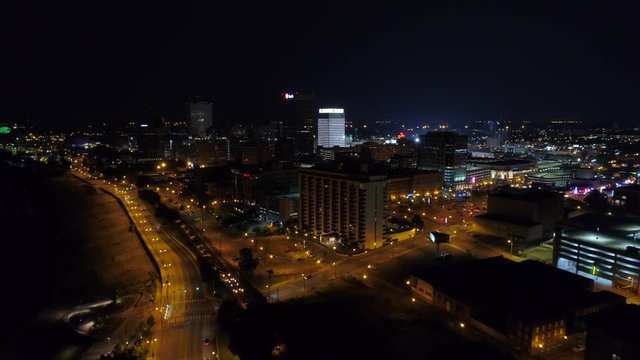 Night aerial Downtown Memphis Tennessee