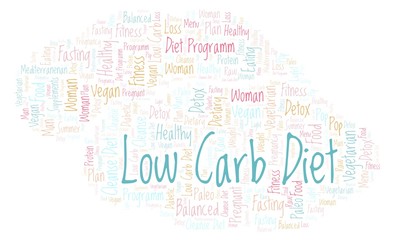 Obraz premium Word cloud with text Low Carb Diet on a white background.