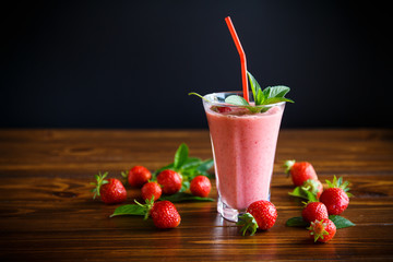 strawberry fresh sweet smoothies in a glass