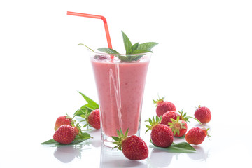 strawberry fresh sweet smoothies in a glass
