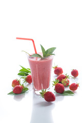 strawberry fresh sweet smoothies in a glass