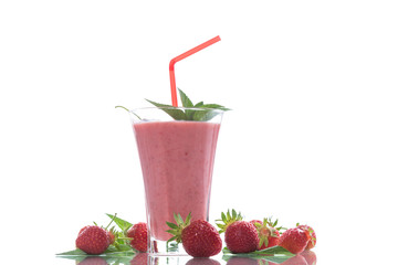 strawberry fresh sweet smoothies in a glass