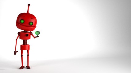Robot rojo corazón verde 3D © Borja_Bernal