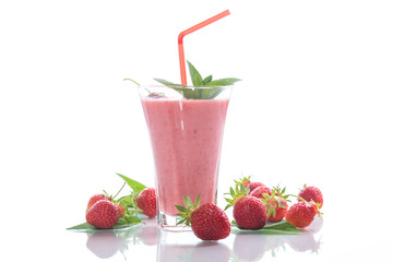 strawberry fresh sweet smoothies in a glass