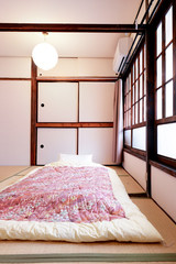 日本の寝室、布団