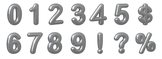 glossy metal number text bubble