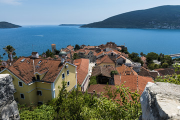 Obraz premium Herceg Novi is a coastal town in Montenegro located at the entrance of the bay of kotor and at the foot of Mount Orjen.