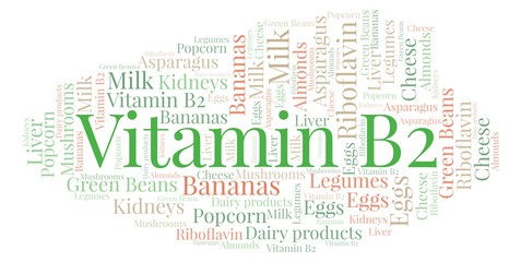 Obraz premium Vitamine B2 word cloud.