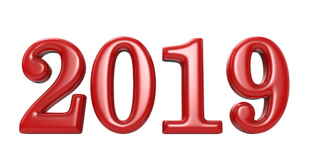 New year 2019 red figures on white background