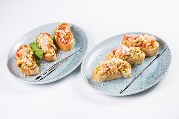 vegetarian bruschettas in studio