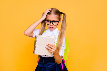 Prepare hard examen concept. Thoughtful puzzled smart clever pondering minded confused crying...