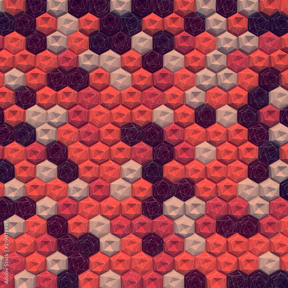 Aufkleber Abstract colored hexagon pattern background 3d rendering