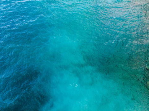 Deep Blue And Green Sea Surface, Top Arial View. Seacolor Mixing Consept