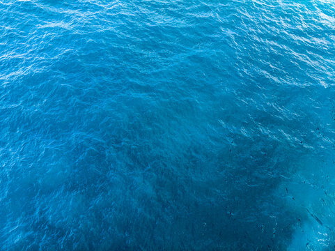 Deep Blue and green sea surface, top arial view © truekit