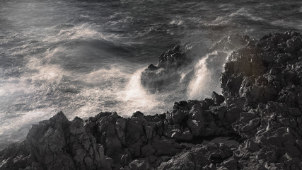 sea rocks blackandwhite