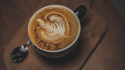 Top View Of Hot Latte Coffee