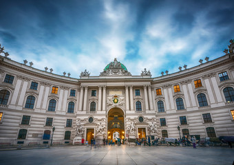 Fototapeta na wymiar View of the evening Hofburg palace. Vienna. Austria.
