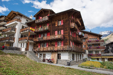 saas fee switzerland, canton valais beautiful small village with historical buildings