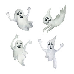 Set of halloween ghosts.
