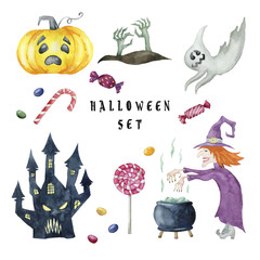 Cartoon set of Halloween characters.