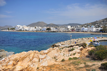 Fototapeta na wymiar Scenic view of Parikia town on Paros island