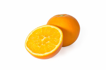 cut of orange on white background