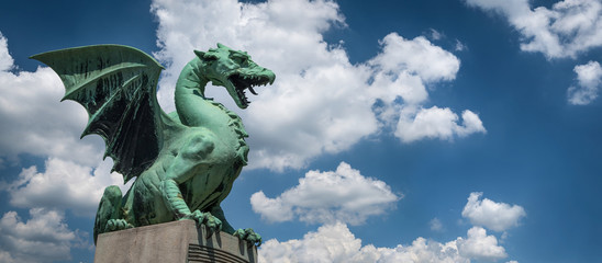  Dragon bridge (Zmajski most), symbol of Ljubljana, capital of Slovenia, Europe.