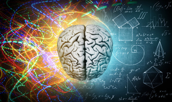 The concept of the human brain. The right creative hemisphere versus the left logical hemisphere. Education, science and medical abstract background.