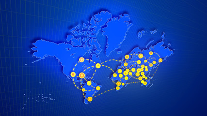 Global Map Linking Yellow Cities