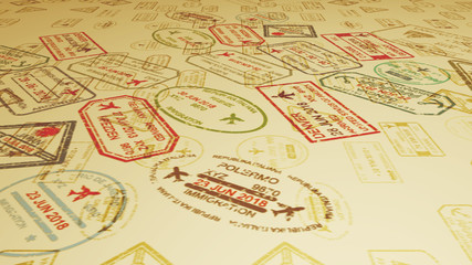 Travel stamps with multiform visas