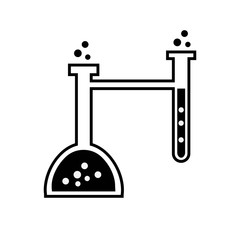 Test tubes icon isolated on white background. Vector illustration. Experiment tubes. Chemicals reaction icon.
