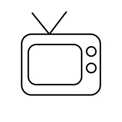 TV line icon isolated on white background. Black outline icon. Vector illustration.