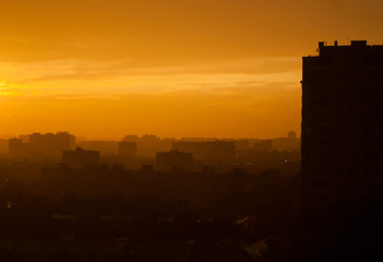 Sunset city skyline