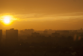Sunset city skyline