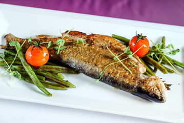roasted trout with green beans