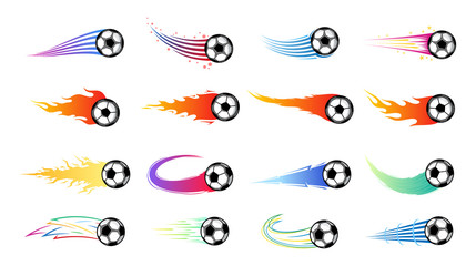 Ballons de football (football) volants colorés de vecteur