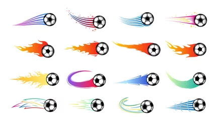 Stickers pour porte Sports de balle Ballons de football (football) volants colorés de vecteur