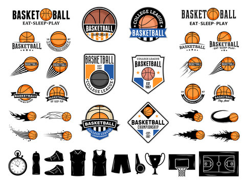 Set of vector basketball logo and  icons