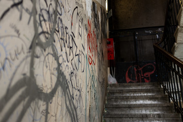 Graffiti on the Wall with Stairs