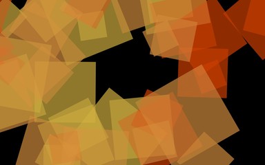 Multicolored translucent squares on a dark background. Orange tones. 3D illustration