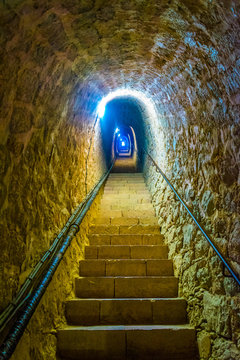 Steep stairway leading to the Fort Liberia at Villefranche de Conflent, France